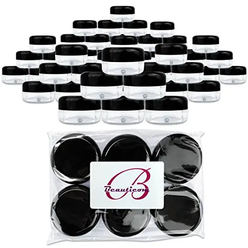 (Quantity: 60 Pieces) Beauticom 15G/15ML (0.5oz) Round Clear Jars with Black Lids for Powdered Eyeshadow, Mineralized Makeup, Cosmetic Samples - BPA Free (Quantity: 60 Pieces) Beauticom 15G/15ML (0.5oz) Round Clear Jars with Black Lids for Powdered Eyeshadow, Mineralized Makeup, Cosmetic Samples - BPA Free