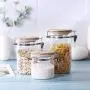 Household Glass Storage Tank Sealed Clip Cover Transparent Storage Jar Food Storage Bottle,550Ml