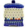 Polish Pottery 5?-inch Jar with Lid (Holiday Drive Theme) + Certificate of Authenticity
