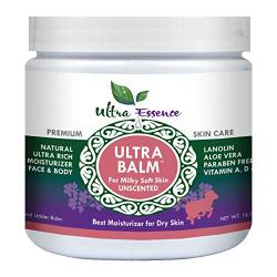 Daily Moisturizer 16 oz For Dry Itchy Skin, Psoriasis & Eczema Relief Contains Lanolin, Vitamins A, D & E, Aloe Vera, To Moisturize Face, Body, Dry Hands & Cracked Heels by Ultra Balm (Unscented)