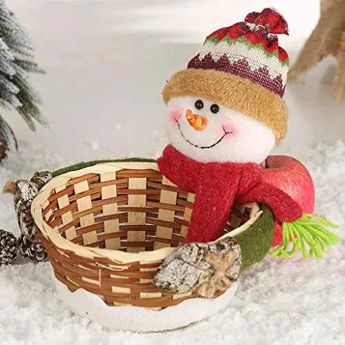 Panier de Rangement Anniversaire Noël avec Bonbons, Décoration, Père Noël, Cadeau de Noël (Bonhomme Neige)