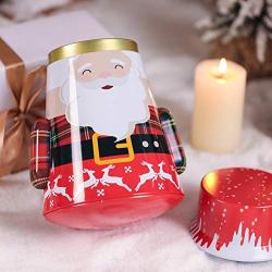 Debuy Christmas Party Tumbler Candy Box Storage Iron Tin Can Jar Gift Home Decor (A)