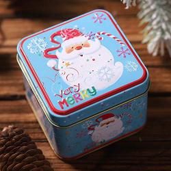 JIJIKOKO Mini Christmas Square Cookie Jar Candy Storage Biscuits Tins Small Bump Candy Box Vintage Iron Box Durable Small Object Container Party Favor (D)