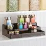mDesign Plastic Adjustable, Expandable Kitchen Cabinet, Pantry, Shelf Organizer/Spice Rack with 3 Tiered Levels of Storage for Spice Bottles, Jars, Seasonings, Baking Supplies, 2 Pack - Bronze