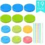 6 Wide Mouth & 6 Regular Mouth Mason Jar Lids with Plastic Straws/Cleaning Brush, Rust-proof Plastic Canning Lids, BPA Free Storage Caps for Ball, Kerr Great for Food Storage & Drinking (19 Pack) 6 Wide Mouth & 6 Regular Mouth Mason Jar Lids with Plastic Straws/Cleaning Brush, Rust-proof Plastic Canning Lids, BPA Free Storage Caps for Ball, Kerr Great for Food Storage & Drinking (19 Pack)