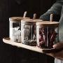 TNKML Transparent Glass Seasoning Jar Kitchen Seasoning Jar Three-Piece Seasoning Storage Tank Cruet Sugar Bowl Salt Pot Spice Jar Spice Container