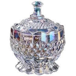 FUYU Royal Embossed Colorful Crystal Glass Candy Jar With Lid Jewelry Box