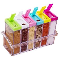 CIN- Transparent Spice Storage Containers Set Of 6 Seasoning Shaker Jars Condiment Bottles With Small - Set Small Set Bottles Food Mini Box Spice Jar Jar Bottl Jar Bot