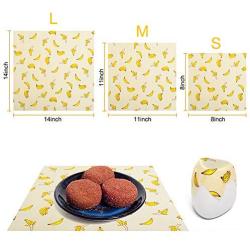 Beeswax Food Wraps,3pcs Reusable Food Storage Wax Wrap,Eco-Friendly Washable, Food Fresh Keep Cover (Banana)