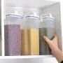 Fewao Reisdorf Behälter Set – Trocken Getreidebehälter, Klarer Lebensmittelbehälter mit Messbecher und Schöpfkelle für Reis, Mehl, Zucker, Tiernahrung, Packung mit 1