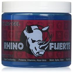 Rhino Fuerte Superior Styling Hair Gel for Men, with Extra Strong Hold to Mold, Spike and Style Your Hair the Way You Want It. Long Lasting 16 Ounce Jar