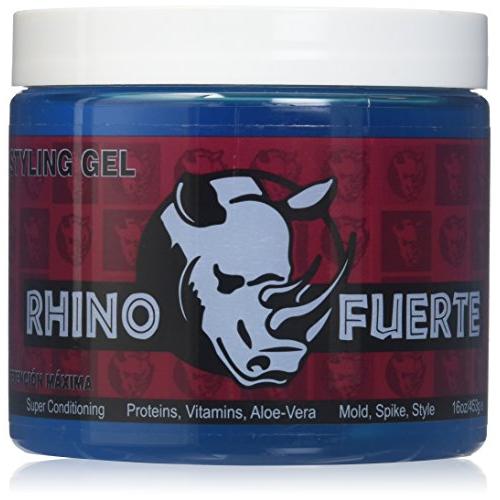 Rhino Fuerte Superior Styling Hair Gel for Men, with Extra Strong Hold to Mold, Spike and Style Your Hair the Way You Want It. Long Lasting 16 Ounce Jar