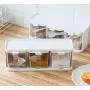 Spice Rack 3 Grids Spoon Kitchen With Lid Container Seasoning Box Herb Spices Storage Condiment Jar Cooking With Handle Desktop