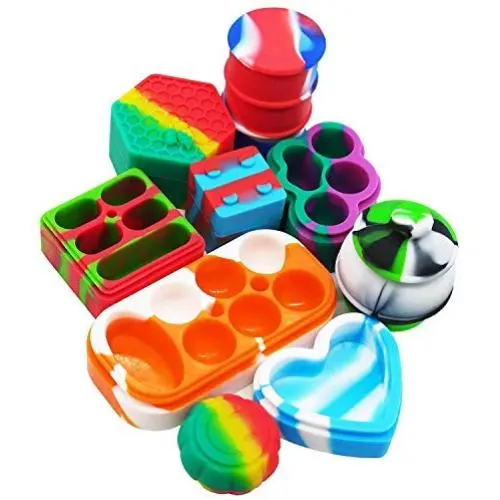 Pearwell Antihaft Silikon Küchenbehälter (Set von 9), Lebensmittelechtes Lagerglas, Mehrzweck für Wachs, Balsam, Farbe, Make-up [BPA-frei und FDA-konform], Sortierte Farben (9)