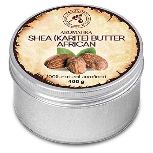 Shea Butter Cold Pressed 400g - Unrefined African Shea Butter - Ghana - 100% Pure & Natural - Best for Hair - Skin - Lip - Face - Body Care - Karite Shea Butter - Aluminium jar
