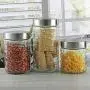Circleware Cube-It Glasbehälter mit Metalldeckeln Set von 3 Küchenglaswaren Lebensmittelbehälter für Kaffee, Zucker, Tee, Gewürze, Müsli 57,5 oz, 42,25 oz, 28 oz Klar
