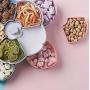 JUSTDOLIFE Snack Serving Tray Double-Layer Flower Fruit Plate Divided Serving Tray with Lid