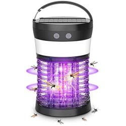 Bug Zapper, Anysun Electric Mosquito Killer Lamp with Solar and USB Rechargeable Battery, Portable Waterproof IP66 Insect Pest Trap with 3 Lighting Modes for Camping, Hiking, Backyard and Traveling