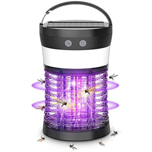 Bug Zapper, Anysun Electric Mosquito Killer Lamp with Solar and USB Rechargeable Battery, Portable Waterproof IP66 Insect Pest Trap with 3 Lighting Modes for Camping, Hiking, Backyard and Traveling