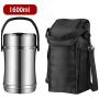 Jjwwhh Insulated Food Container for Hot Food Stainless Steel Vacuum Insulated Food Flask Leak-Proof Container Jar 2 Tiers Carriers Storage Portable Reusable 12 Hours Hot 8 Hours Cold,Withbag,1.6L