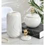 Hoobar Ceramic Storage Jar with Lid,Creative Marbled Storage Tank,Porcelain Storage Container for Coffee Beans,Tea and Grain,Suitable for Kitchen, Office and Home Decor (A)