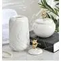 Bouteille de stockage en céramique Hoobar avec couvercle, Réservoir marbré créatif, Récipient de stockage en porcelaine pour café, thé et grains, Convient pour la cuisine, le bureau et la décoration intérieure (A)