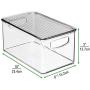mDesign Plastic Stackable Kitchen Pantry Cabinet, Refrigerator, Freezer Food Storage Bin Box with Handles, Lid - Organizer for Fruit, Yogurt, Snacks, Pasta - 10" Long, 6 Pack - Clear/Smoke Gray