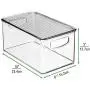 mDesign Plastic Stackable Kitchen Pantry Cabinet, Refrigerator, Freezer Food Storage Bin Box with Handles, Lid - Organizer for Fruit, Yogurt, Snacks, Pasta - 10&quot Long, 6 Pack - Clear/Smoke Gray