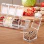 Mydio Clear Seasoning Rack Spice Pots - 4 Piece Acrylic Storage Container Condiment Jars - Cruet with Cover and Spoon