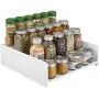 mDesign Plastic Kitchen Spice Bottle Rack Holder, Food Storage Organizer for Cabinet, Cupboard, Pantry, Shelf - Holds Spices, Mason Jars, Baking Supplies, Canned Food, 4 Levels, 2 Pack - White