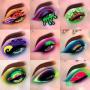 Neon Pigment Eyeshadow Powder,FindinBeauty UV Glow Blacklight 6 Mixed Bright True Colors Eye Shadow Pigments Fluorescent Matte Mica Dye Colorant Neon Makeup Set (6NE)