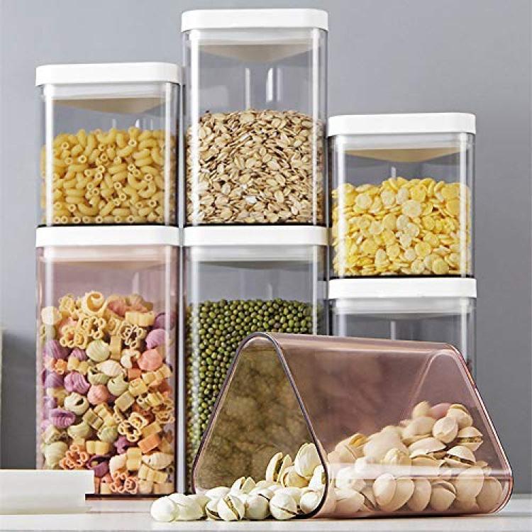 Airtight Food Storage Container,Food Storage Box Multigrain Storage  Tank,Plastic Transparent Stackable Kitchen Sealed Jar