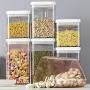 Réservoir de stockage alimentaire avec couvercle triangulaire et bague en silicone, contenants de stockage de céréales étanches, empilables, contenants de stockage de nourriture avec couvercles, pour mélange de céréales, fruits secs, etc., économiser de l