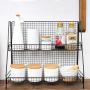 Feian 2 Tier Wire Basket Bathroom Organizer Shelves Cosmetic Makeup Organizer Dresser Countertop Storage Spice Rack Desktop Freestanding Jars Bottles Holder