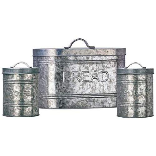 Amici Home A7CJ009AS3R Rustic Kitchen Assortment Metal Storage Canister Gray