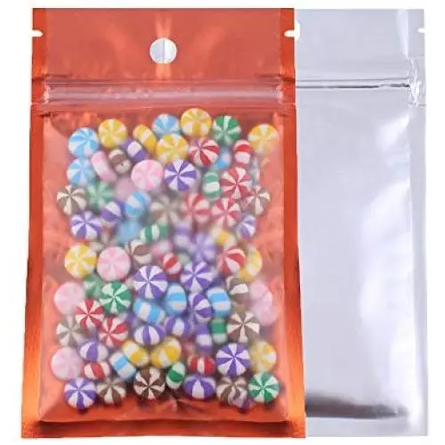 100er Pack Transparente Studio Translucent Front Colored Inside Silver Mylar Back Flat Ziplock Hang-Hole Bags 0.75oz (3.3g)
