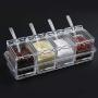 Kitchen Seasoning Jar Creative Household 4 Grid Seasoning Box Acrylic Plexi Glass Salt Pot PS Material Storage Box ZP12181420,PS Material