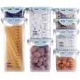HOMELUNY Set of 4 Airtight Jars Kitchen with Scale Storage Box Plastic Food Cereal Storage Containers for Candy, Cookie, Rice, Sugar,Flour,Snacks Keeping Food Dry & Fresh Green 240ml