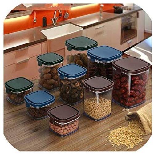 Kitchen Stackable Cereal Dispenser Kitchen Food Grain Container Grain Cereal Storage Tank Snacks Dry Goods Storage Jar pf91014,random color 300ML