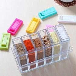 OKOKMALL US--6 Spice Jar Condiment Storage Shaker Seasoning Bottle Container Kitchen Food Box