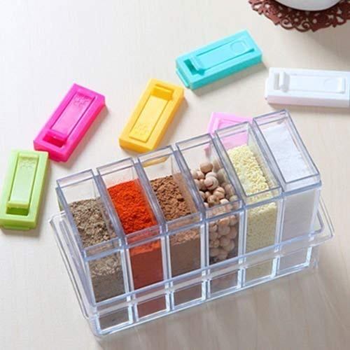 OKOKMALL US--6 Spice Jar Condiment Storage Shaker Seasoning Bottle Container Kitchen Food Box