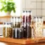 Bouteilles en verre étanches, contenants de cuisine résistants à l'humidité, pour le stockage d'épices/pâtes/avoine/thé en fleurs Bouteilles en verre étanches, contenants de cuisine résistants à l'humidité, pour le stockage d'épices/pâtes/avoine/thé en fleurs