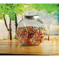 Circleware 67094 Yorkshire Mason Cookie Jar Glass Canister with Metal Lid Kitchen Glassware Food Preserving Storage Container for Coffee, Sugar, Tea, Spices, Cereal & Home Decor, 1.5 Gallon, Clear