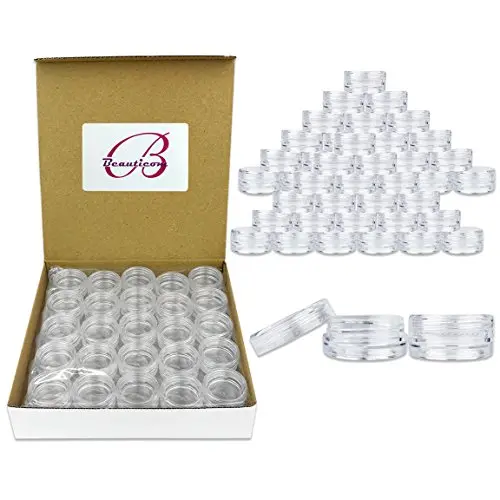 Beauticom 3G/3ML Klare Glasbehälter mit Schraubverschlüssen für Puderlids, Mineral-Make-up, Kosmetikproben – BPA-frei (Menge: 100 Stück)