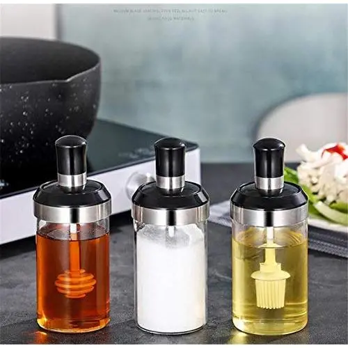 Ensemble 3 pièces CSPFAIRY pour épices de cuisine avec couvercle en acier inoxydable 304 de qualité alimentaire et cuillères à servir, boîte à épices pour tomate et assaisonnement. Ensemble 3 pièces CSPFAIRY pour épices de cuisine avec couvercle en acier inoxydable 304 de qualité alimentaire et cuillères à servir, boîte à épices pour tomate et assaisonnement.
