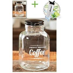 Gift Included- Vintage Kitchen Tea Clear Glass Storage Container Jar Canister With Lid + FREE Bonus Water Bottle by Home Cricket Homecricket 