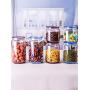 HOUSIYU Food Storage Container, Stackable Color Transparent Glass with Lid Sealed Cans for Confectionery, Biscuits, Rice and Spice Jars, Sugar or Flour Containers, Blue,500MLx2
