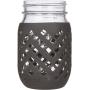 JarJackets Silicone Mason Jar Sleeve - Fits 16oz (1 pint) REGULAR-Mouth Jars | Package of 4 (Charcoal)