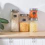 Glass Kitchen Storage Canister Jars Glass Mason jars with Stainless Steel Lids and 8 Labels & 1 Chalk Marker For The Kitchen-27/44/57/71 OZ.(4-pack Assorted-Diagonal Stripes)