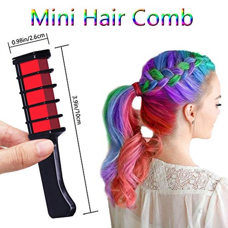 Hair Chalk for Girls Kids Temporary Bright Hair Color,Hair Chalk Comb  Washable Non-Toxic Hair Dye Halloween Christmas Birthday Parties Girls Gift  for 1 2 3 4 5 6 7 8 9 10 Year Old Girl (6 Colors)